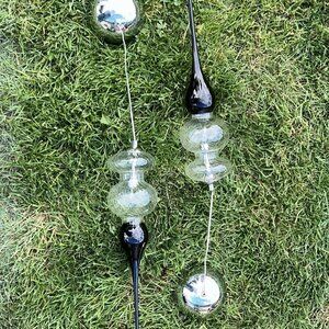 Pair Of Europhase Chrome with Black /Clear Glass Pendant Light Pendant Lamp